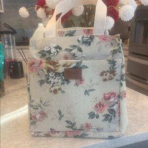 Floral canvas, lunch bag or small tote